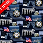 US Navy Military Branches Cotton Fabric